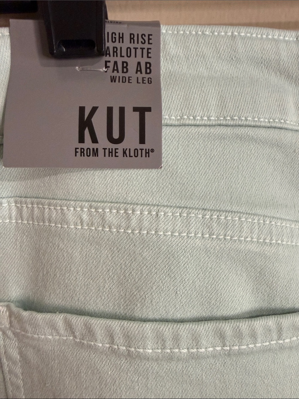 Kut from the Kloth Charlotte High Rise Wide Leg in Icy Mint - Picture 6 of 7
